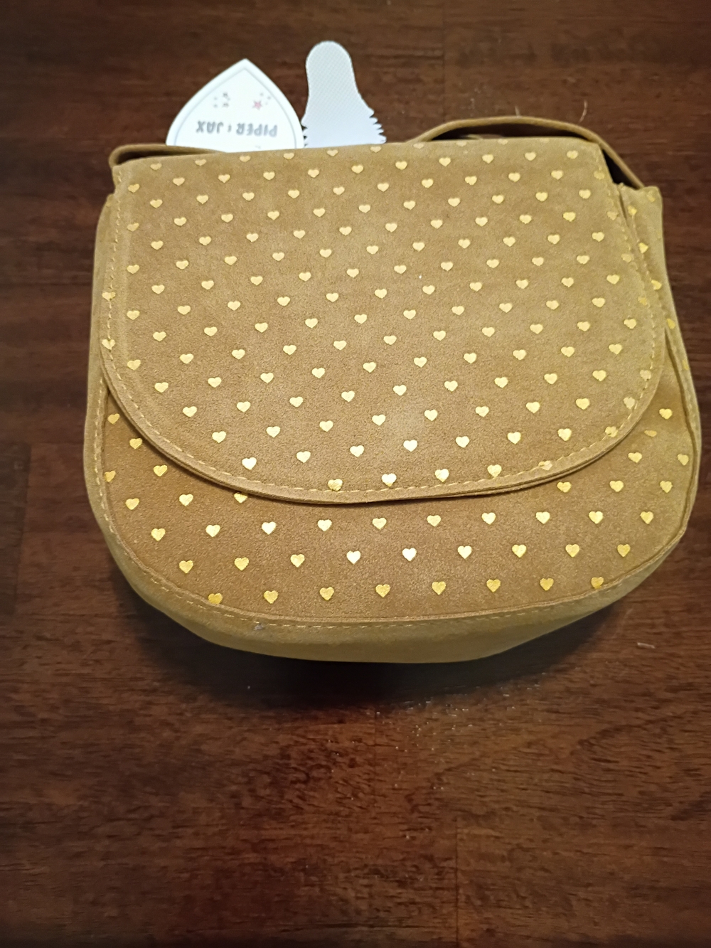 Girls Faux Suede Heart-Print Crossbody